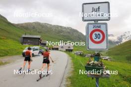 27.06.2024, Juf, Switzerland (SUI): Aita Gasparin (SUI), Elisa Gasparin (SUI), (l-r) - Biathlon summer training, Juf (SUI). www.nordicfocus.com. © Manzoni/NordicFocus. Every downloaded picture is fee-liable.