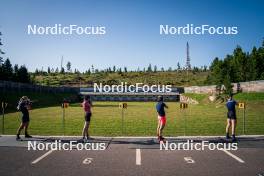 31.07.2024, Lavaze, Italy (ITA): Anna Gandler (AUT), Lara Wagner (AUT), Kristina Oberthaler (AUT), Lea Rothschopf (AUT), (l-r)  - Biathlon summer training, Lavaze (ITA). www.nordicfocus.com. © Barbieri/NordicFocus. Every downloaded picture is fee-liable.