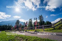 06.08.2024, Lavaze, Italy (ITA): Lara Wagner (AUT), Anna Gandler (AUT), Tamara Steiner (AUT), Lea Rothschopf (AUT), Anna Juppe (AUT), (l-r)  - Biathlon summer training, Lavaze (ITA). www.nordicfocus.com. © Barbieri/NordicFocus. Every downloaded picture is fee-liable.