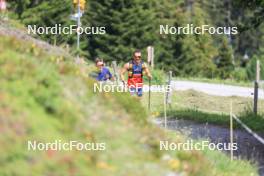 15.07.2024, Lenzerheide, Switzerland (SUI): Vaclav Cervenka (USA), Vincent Bonacci (USA), (l-r) - Biathlon summer training, Lenzerheide (SUI). www.nordicfocus.com. © Manzoni/NordicFocus. Every downloaded picture is fee-liable.