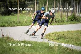 27.08.2024, Martell, Italy (ITA): Lukas Hofer (ITA), Didier Bionaz (ITA), (l-r) - Biathlon summer training, Martell (ITA). www.nordicfocus.com. © Vanzetta/NordicFocus. Every downloaded picture is fee-liable.