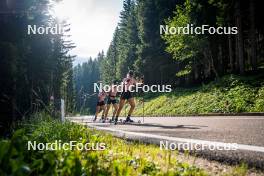 06.08.2024, Lavaze, Italy (ITA): Lisa Osl (AUT), Lara Wagner (AUT), Lea Rothschopf (AUT), (l-r)  - Biathlon summer training, Lavaze (ITA). www.nordicfocus.com. © Barbieri/NordicFocus. Every downloaded picture is fee-liable.