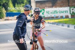 17.07.2024, Martell, Italy (ITA): Jonne Kahkonen (FIN), Beatrice Trabucchi (ITA), (l-r)  - Biathlon summer training, Martell (ITA). www.nordicfocus.com. © Barbieri/NordicFocus. Every downloaded picture is fee-liable.