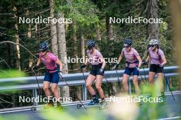 06.08.2024, Lavaze, Italy (ITA): Kristina Oberthaler (AUT), Lea Rothschopf (AUT), Lara Wagner (AUT), Lisa Osl (AUT), (l-r)  - Biathlon summer training, Lavaze (ITA). www.nordicfocus.com. © Barbieri/NordicFocus. Every downloaded picture is fee-liable.