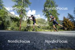 27.08.2024, Martell, Italy (ITA): Lukas Hofer (ITA), Didier Bionaz (ITA), (l-r) - Biathlon summer training, Martell (ITA). www.nordicfocus.com. © Vanzetta/NordicFocus. Every downloaded picture is fee-liable.