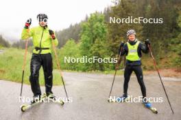 21.05.2024, Lenzerheide, Switzerland (SUI): Matthias Riebli (SUI), Sebastian Stalder (SUI), (l-r) - Biathlon summer training, Lenzerheide (SUI). www.nordicfocus.com. © Manzoni/NordicFocus. Every downloaded picture is fee-liable.