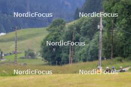 02.07.2024, Premanon, France (FRA): Fabien Claude (FRA), Emilien Jacquelin (FRA), Oscar Lombardot (FRA), Eric Perrot (FRA), (l-r) - Biathlon summer training, Premanon (FRA). www.nordicfocus.com. © Manzoni/NordicFocus. Every downloaded picture is fee-liable.