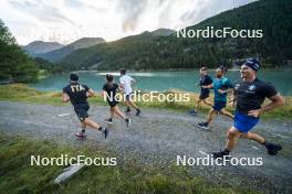 26.08.2024, Martell, Italy (ITA): Andrea Zattoni (ITA), coach Team Italy, Dorothea Wierer of Italy, Tommaso Giacomel (ITA), Elia Zeni (ITA), Patrick Braunhofer (ITA), Didier Bionaz (ITA), (l-r) - Biathlon summer training, Martell (ITA). www.nordicfocus.com. © Vanzetta/NordicFocus. Every downloaded picture is fee-liable.