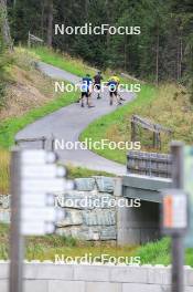 04.09.2024, Lenzerheide, Switzerland (SUI): Sturla Holm Laegreid (NOR), Endre Stroemsheim (NOR), Johannes Dale-Skjevdal (NOR), Tarjei Boe (NOR), Vetle Sjaastad Christiansen (NOR), (l-r) - Biathlon summer training, Lenzerheide (SUI). www.nordicfocus.com. © Manzoni/NordicFocus. Every downloaded picture is fee-liable.