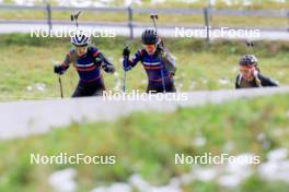 15.09.2024, Lenzerheide, Switzerland (SUI): Jeanne Richard (FRA), Sophie Chauveau (FRA), Elisa Gasparin (SUI), (l-r) - Sommer Nordic Event 2024, Sommer Biathlon Cup, Lenzerheide (SUI). www.nordicfocus.com. © Manzoni/NordicFocus. Every downloaded picture is fee-liable.