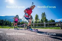 28.06.2024, Lavaze, Italy (ITA): Juni Arnekleiv (NOR), Ingrid Landmark Tandrevold (NOR), (l-r)  - Biathlon summer training, Lavaze (ITA). www.nordicfocus.com. © Barbieri/NordicFocus. Every downloaded picture is fee-liable.