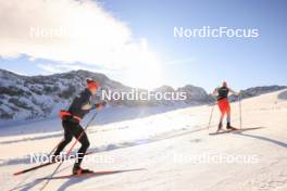 14.10.2024, Ramsau am Dachstein, Austria (AUT): Lydia Hiernickel (SUI), Amy Baserga (SUI), (l-r) - Biathlon summer training, Dachsteinglacier, Ramsau am Dachstein (AUT). www.nordicfocus.com. © Manzoni/NordicFocus. Every downloaded picture is fee-liable.