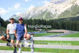 15.07.2024, Lenzerheide, Switzerland (SUI): Emil Bormetti (ITA), Coach Team USA, Armin Auchentaller (ITA), (l-r) - Biathlon summer training, Lenzerheide (SUI). www.nordicfocus.com. © Manzoni/NordicFocus. Every downloaded picture is fee-liable.