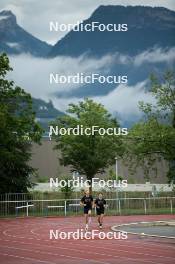 15.06.2024, Grenoble, France (FRA): Emilien Jacquelin (FRA), Oscar Lombardot (FRA), (l-r) - Biathlon summer training, Grenoble (FRA). www.nordicfocus.com. © Joly/NordicFocus. Every downloaded picture is fee-liable.