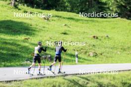 27.06.2024, Juf, Switzerland (SUI): Sebastian Stalder (SUI), Gion Stalder (SUI), (l-r) - Biathlon summer training, Juf (SUI). www.nordicfocus.com. © Manzoni/NordicFocus. Every downloaded picture is fee-liable.