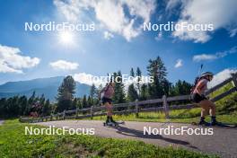 06.08.2024, Lavaze, Italy (ITA): Anna Andexer (AUT), Dunja Zdouc (AUT), Lisa Osl (AUT), (l-r)  - Biathlon summer training, Lavaze (ITA). www.nordicfocus.com. © Barbieri/NordicFocus. Every downloaded picture is fee-liable.