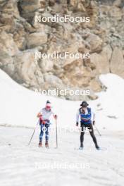 19.06.2024, Tignes, France (FRA): Camille Coupe (FRA), Jules Lapierre (FRA), (l-r) - Biathlon summer training, Tignes (FRA). www.nordicfocus.com. © Authamayou/NordicFocus. Every downloaded picture is fee-liable.