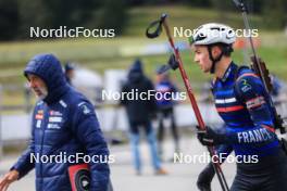 16.09.2024, Lenzerheide, Switzerland (SUI): Jean-Pierre Amat (FRA), Olympic Champion and shooting coach Team France, Eric Perrot (FRA), (l-r) - Biathlon summer training, Lenzerheide (SUI). www.nordicfocus.com. © Manzoni/NordicFocus. Every downloaded picture is fee-liable.