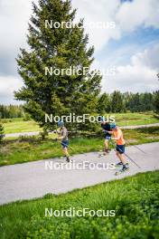 06.06.2024, Lavaze, Italy (ITA): Malte Stefansson (SWE), Anton Ivarsson (SWE), Viktor Brandt (SWE), (l-r)  - Biathlon summer training, Lavaze (ITA). www.nordicfocus.com. © Barbieri/NordicFocus. Every downloaded picture is fee-liable.