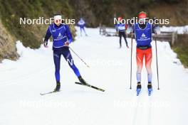 06.11.2024, Davos, Switzerland (SUI): Flavia Barmettler (SUI), Sebastian Stalder (SUI), (l-r) - Biathlon training, snowfarming track, Davos (SUI). www.nordicfocus.com. © Manzoni/NordicFocus. Every downloaded picture is fee-liable.