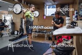 27.08.2024, Martell, Italy (ITA): Patrick Braunhofer (ITA), Andrea Zattoni (ITA), coach Team Italy, (l-r) - Biathlon summer training, Martell (ITA). www.nordicfocus.com. © Vanzetta/NordicFocus. Every downloaded picture is fee-liable.