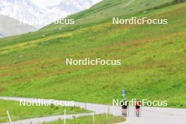 27.06.2024, Juf, Switzerland (SUI): Gion Stalder (SUI), Sebastian Stalder (SUI), Joscha Burkhalter (SUI), (l-r) - Biathlon summer training, Juf (SUI). www.nordicfocus.com. © Manzoni/NordicFocus. Every downloaded picture is fee-liable.