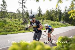 19.06.2024, Lavaze, Italy (ITA): Didier Bionaz (ITA), Elia Zeni (ITA), (l-r)  - Biathlon summer training, Lavaze (ITA). www.nordicfocus.com. © Vanzetta/NordicFocus. Every downloaded picture is fee-liable.