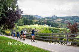 30.09.2024, Lavaze, Italy (ITA): Sara Scattolo (ITA), Astrid Plosch (ITA), Martina Trabucchi (ITA), Beatrice Trabucchi (ITA), Rebecca Passler (ITA), Linda Zingerle (ITA), Hannah Auchentaller (ITA), (l-r) - Biathlon summer training, Lavaze (ITA). www.nordicfocus.com. © Barbieri/NordicFocus. Every downloaded picture is fee-liable.