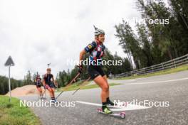 04.09.2024, Lenzerheide, Switzerland (SUI): Marthe Krakstad Johansen (NOR), Ingrid Landmark Tandrevold (NOR), Karoline Offigstad Knotten (NOR), (l-r) - Biathlon summer training, Lenzerheide (SUI). www.nordicfocus.com. © Manzoni/NordicFocus. Every downloaded picture is fee-liable.