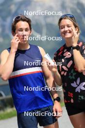 15.07.2024, Lenzerheide, Switzerland (SUI): Bjorn Westervelt (USA), Grace Castonguay (USA), (l-r) - Biathlon summer training, Lenzerheide (SUI). www.nordicfocus.com. © Manzoni/NordicFocus. Every downloaded picture is fee-liable.