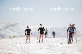 19.06.2024, Tignes, France (FRA): Flora Dolci (FRA), Lou Jeanmonnot (FRA), Camille Coupe (FRA), (l-r) - Biathlon summer training, Tignes (FRA). www.nordicfocus.com. © Authamayou/NordicFocus. Every downloaded picture is fee-liable.