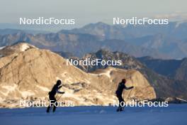 14.10.2024, Ramsau am Dachstein, Austria (AUT): Niklas Hartweg (SUI), Sebastian Stalder (SUI), (l-r) - Biathlon summer training, Dachsteinglacier, Ramsau am Dachstein (AUT). www.nordicfocus.com. © Manzoni/NordicFocus. Every downloaded picture is fee-liable.