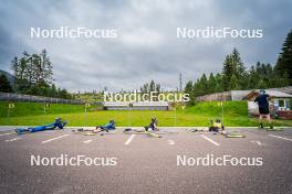 15.06.2024, Lavaze, Italy (ITA): Viktor Brandt (SWE), Anna-Karin Heijdenberg (SWE), Elvira Oeberg (SWE), Hanna Oeberg (SWE), Martin Ponsiluoma (SWE), (l-r)  - Biathlon summer training, Lavaze (ITA). www.nordicfocus.com. © Barbieri/NordicFocus. Every downloaded picture is fee-liable.