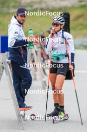 04.09.2024, Lenzerheide, Switzerland (SUI): Patrick Oberegger (ITA) coach Team Norway, Karoline Offigstad Knotten (NOR), (l-r) - Biathlon summer training, Lenzerheide (SUI). www.nordicfocus.com. © Manzoni/NordicFocus. Every downloaded picture is fee-liable.