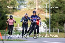 15.09.2024, Lenzerheide, Switzerland (SUI): Julia Simon (FRA), Kein Einaste (EST), coach Team Switzerland, Oceane Michelon (FRA), Lena Haecki-Gross (SUI), (l-r) - Sommer Nordic Event 2024, Sommer Biathlon Cup, Lenzerheide (SUI). www.nordicfocus.com. © Manzoni/NordicFocus. Every downloaded picture is fee-liable.