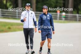 05.09.2024, Lenzerheide, Switzerland (SUI): Patrick Oberegger (ITA) coach Team Norway, Siegfried Mazet (FRA) coach team Norway, (l-r) - Biathlon summer training, Lenzerheide (SUI). www.nordicfocus.com. © Manzoni/NordicFocus. Every downloaded picture is fee-liable.