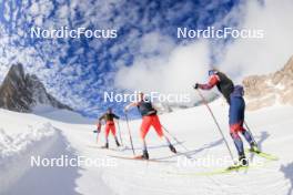 14.10.2024, Ramsau am Dachstein, Austria (AUT): Lea Meier (SUI), Amy Baserga (SUI), Lisa Theresa Hauser (AUT), (l-r) - Biathlon summer training, Dachsteinglacier, Ramsau am Dachstein (AUT). www.nordicfocus.com. © Manzoni/NordicFocus. Every downloaded picture is fee-liable.