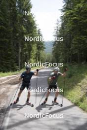 18.06.2024, Correncon-en-Vercors, France (FRA): Emilien Claude (FRA), Fabien Claude (FRA), (l-r) - Biathlon summer training, Correncon-en-Vercors (FRA). www.nordicfocus.com. © Joly/NordicFocus. Every downloaded picture is fee-liable.