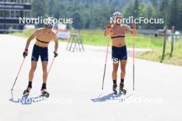 18.07.2024, Lenzerheide, Switzerland (SUI): Maxime Germain (USA), Vincent Bonacci (USA), (l-r) - Biathlon summer training, Lenzerheide (SUI). www.nordicfocus.com. © Manzoni/NordicFocus. Every downloaded picture is fee-liable.