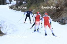 07.11.2024, Davos, Switzerland (SUI): Gion Stalder (SUI), Sebastian Stalder (SUI), (l-r) - Biathlon training, snowfarming track, Davos (SUI). www.nordicfocus.com. © Manzoni/NordicFocus. Every downloaded picture is fee-liable.