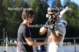 06.08.2024, Lenzerheide, Switzerland (SUI): Sandra Flunger (AUT) coach Team Switzerland, Joscha Burkhalter (SUI), (l-r) - Biathlon summer training, Lenzerheide (SUI). www.nordicfocus.com. © Manzoni/NordicFocus. Every downloaded picture is fee-liable.