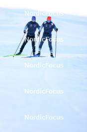 14.10.2024, Ramsau am Dachstein, Austria (AUT): Niklas Hartweg (SUI), Sebastian Stalder (SUI), (l-r) - Biathlon summer training, Dachsteinglacier, Ramsau am Dachstein (AUT). www.nordicfocus.com. © Manzoni/NordicFocus. Every downloaded picture is fee-liable.