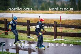 27.09.2024, Lavaze, Italy (ITA): Lukas Hofer (ITA), Lisa Vittozzi (ITA), (l-r) - Biathlon summer training, Lavaze (ITA). www.nordicfocus.com. © Barbieri/NordicFocus. Every downloaded picture is fee-liable.