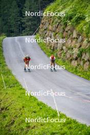 17.07.2024, Martell, Italy (ITA): Mirco Romanin (ITA), Lisa Vittozzi (ITA), (l-r)  - Biathlon summer training, Martell (ITA). www.nordicfocus.com. © Barbieri/NordicFocus. Every downloaded picture is fee-liable.