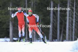 07.11.2024, Davos, Switzerland (SUI): Niklas Hartweg (SUI), Joscha Burkhalter (SUI), (l-r) - Biathlon training, snowfarming track, Davos (SUI). www.nordicfocus.com. © Manzoni/NordicFocus. Every downloaded picture is fee-liable.