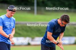 03.07.2024, Saint-Claude, France (FRA): Fabien Claude (FRA), Oscar Lombardot (FRA), (l-r) - Biathlon summer training, Premanon (FRA). www.nordicfocus.com. © Manzoni/NordicFocus. Every downloaded picture is fee-liable.