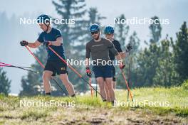 06.06.2024, Lavaze, Italy (ITA): Jesper Nelin (SWE), Malte Stefansson (SWE), Anton Ivarsson (SWE), (l-r)  - Biathlon summer training, Lavaze (ITA). www.nordicfocus.com. © Barbieri/NordicFocus. Every downloaded picture is fee-liable.