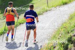 15.07.2024, Lenzerheide, Switzerland (SUI): Vincent Bonacci (USA), Vaclav Cervenka (USA), (l-r) - Biathlon summer training, Lenzerheide (SUI). www.nordicfocus.com. © Manzoni/NordicFocus. Every downloaded picture is fee-liable.