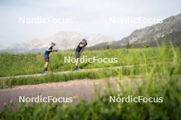 19.06.2024, Lavaze, Italy (ITA): Didier Bionaz (ITA), Elia Zeni (ITA), (l-r)  - Biathlon summer training, Lavaze (ITA). www.nordicfocus.com. © Vanzetta/NordicFocus. Every downloaded picture is fee-liable.