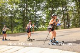 11.06.2024, Premanon, France (FRA): Sophie Chauveau (FRA), Oceane Michelon (FRA), Jeanne Richard (FRA), (l-r) - Biathlon summer training, Premanon (FRA). www.nordicfocus.com. © Manzoni/NordicFocus. Every downloaded picture is fee-liable.